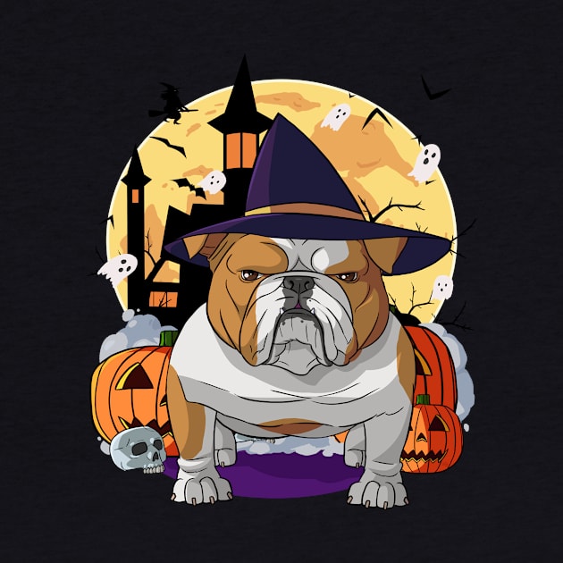 English Bulldog Witch Happy Halloween by Noseking